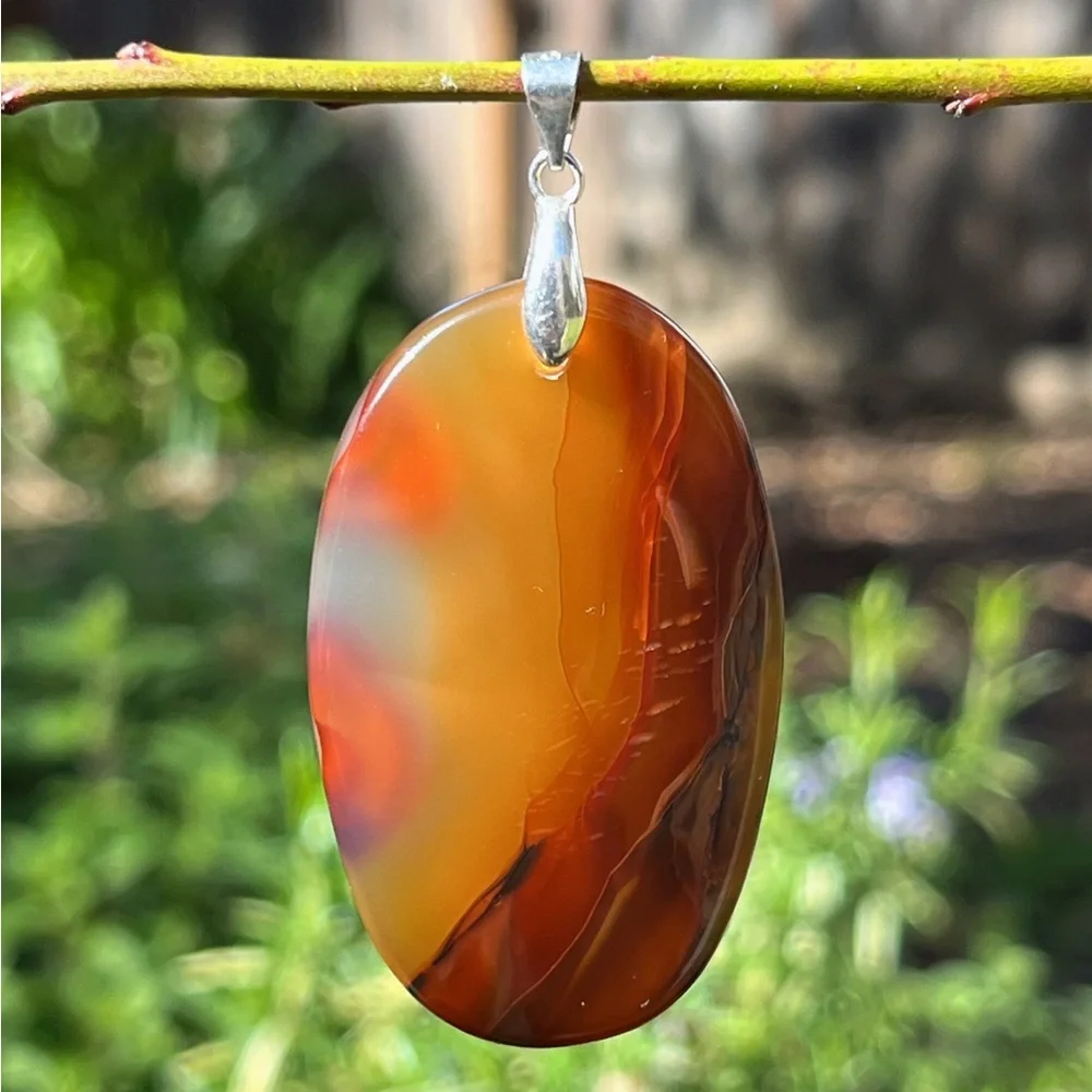 Silver‎ plated scenery agate pendant 1315